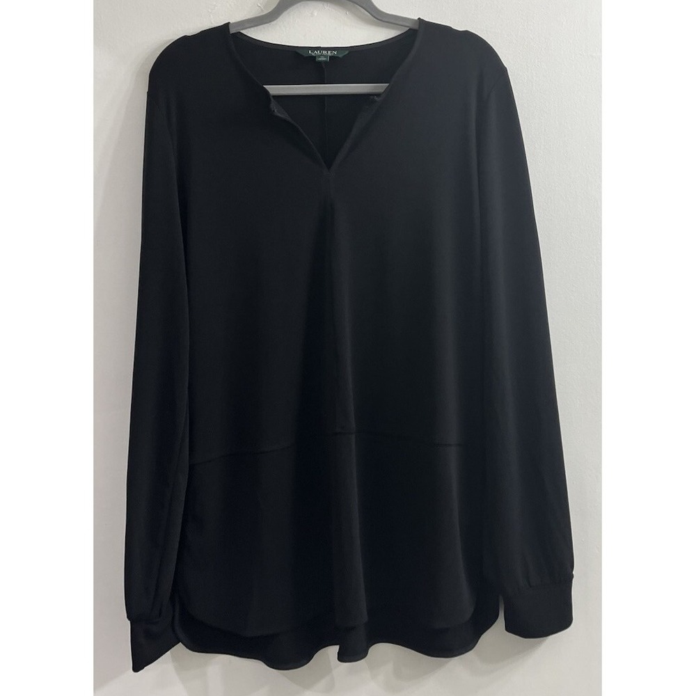 Lauren Ralph Lauren XL Top Liquid Black Minimalist Classic‎